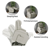 【Leathaire Edition】Homall Power Lift Fabric Recliner for Elderly with Massage and Heat Function, Equipped with Lighted USB Hand Controller